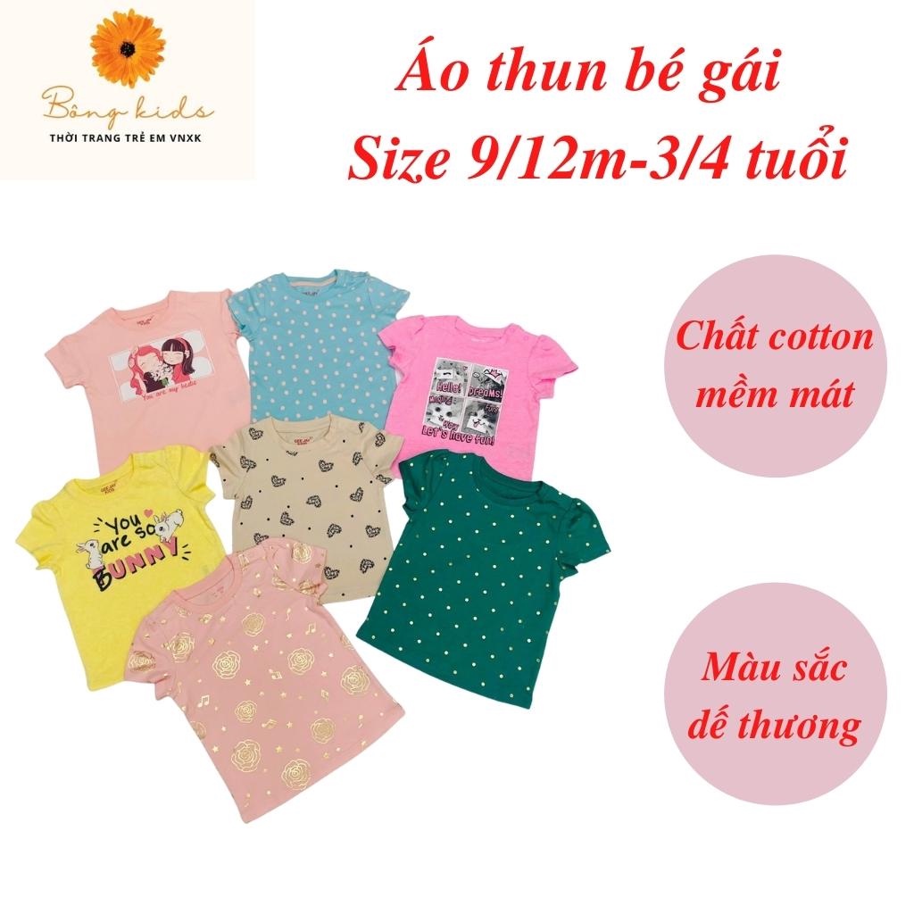 Áo thun cho bé gái, áo phông bé gái chất cotton mềm mát, size 9m - 3/4 tuổi - BONGKIDS