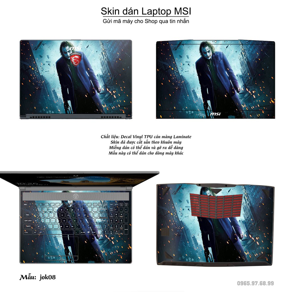 Skin dán Laptop MSI in hình Joker _nhiều mẫu 2 (inbox mã máy cho Shop)