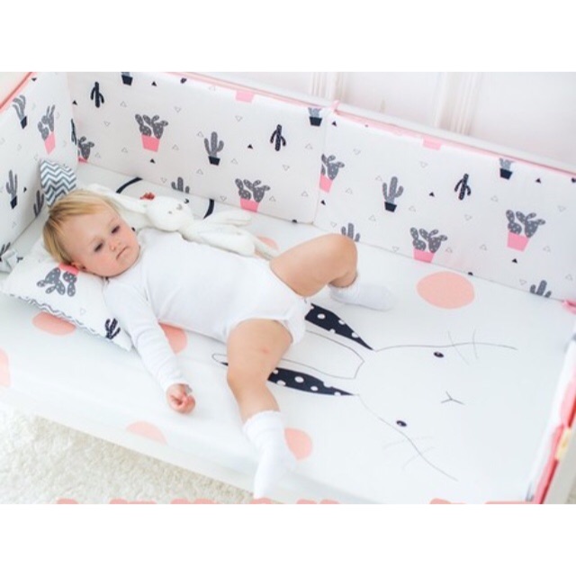 Combo quây, ga và gối thương hiệu Muslin Tree