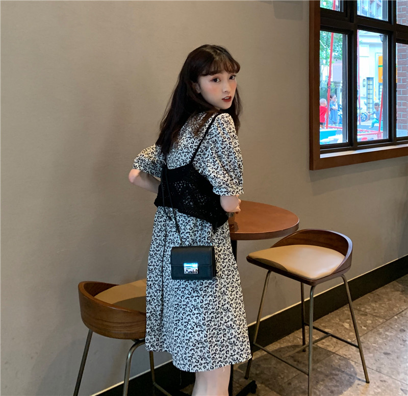 đầm ulzzang Nữ Ngắn Tay Họa Tiết Hoa Thời Trang | BigBuy360 - bigbuy360.vn