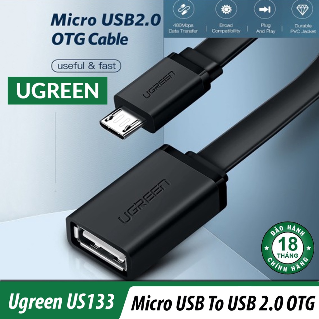Cáp Micro USB Sang USB 2.0 Cao Cấp | UGREEN US133 Chính Hãng | Hỗ trợ OTG