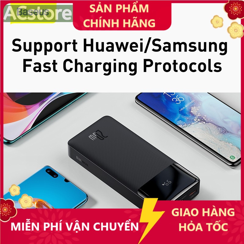 Pin dự phòng sạc nhanh Baseus Bipow Pin Sạc Dự Phòng Baseus công suất 20W/15W , dung lượng 10000/20000  ACstore