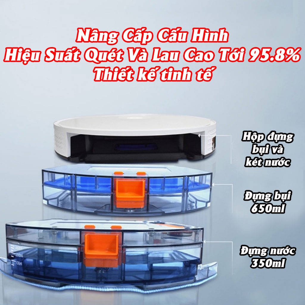 Robot Hút Bụi Tự Động E06 Điều Khiển Qua App Điện Thoại, Robot Hút Bụi Lau Nhà Thông Minh ES06 Chống Rơi Tự Động Sạc