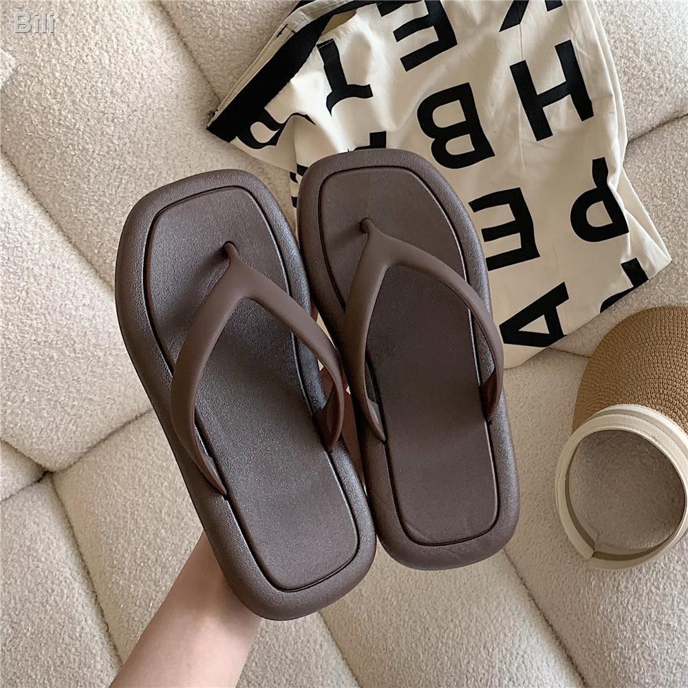 ▤◑✹] Sandals và dép đi trong nhà của phụ nữ mùa hè giải trí rắn màu đi biển giày đi biển dép tông