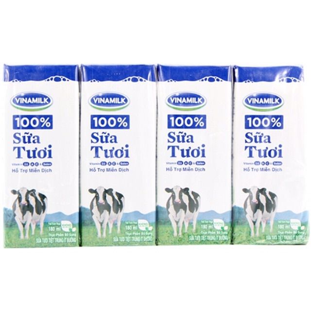 (Lốc 4 hộp) Sữa vinamilk ít đường hộp 180ml