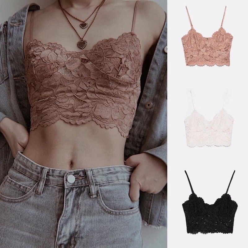 Bill Đức - Áo bralette ren Zara sale auth new tag cao cấp chính hãng crop top bralette hai 2 dây có sẵn