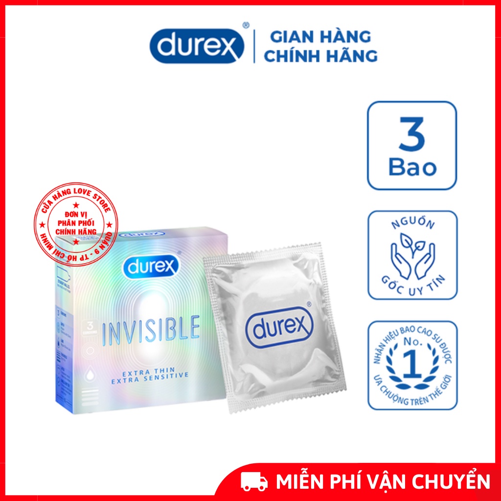 - Bao cao su Durex Invisible - Cực siêu mỏng cho cảm giác thật - 3 cái