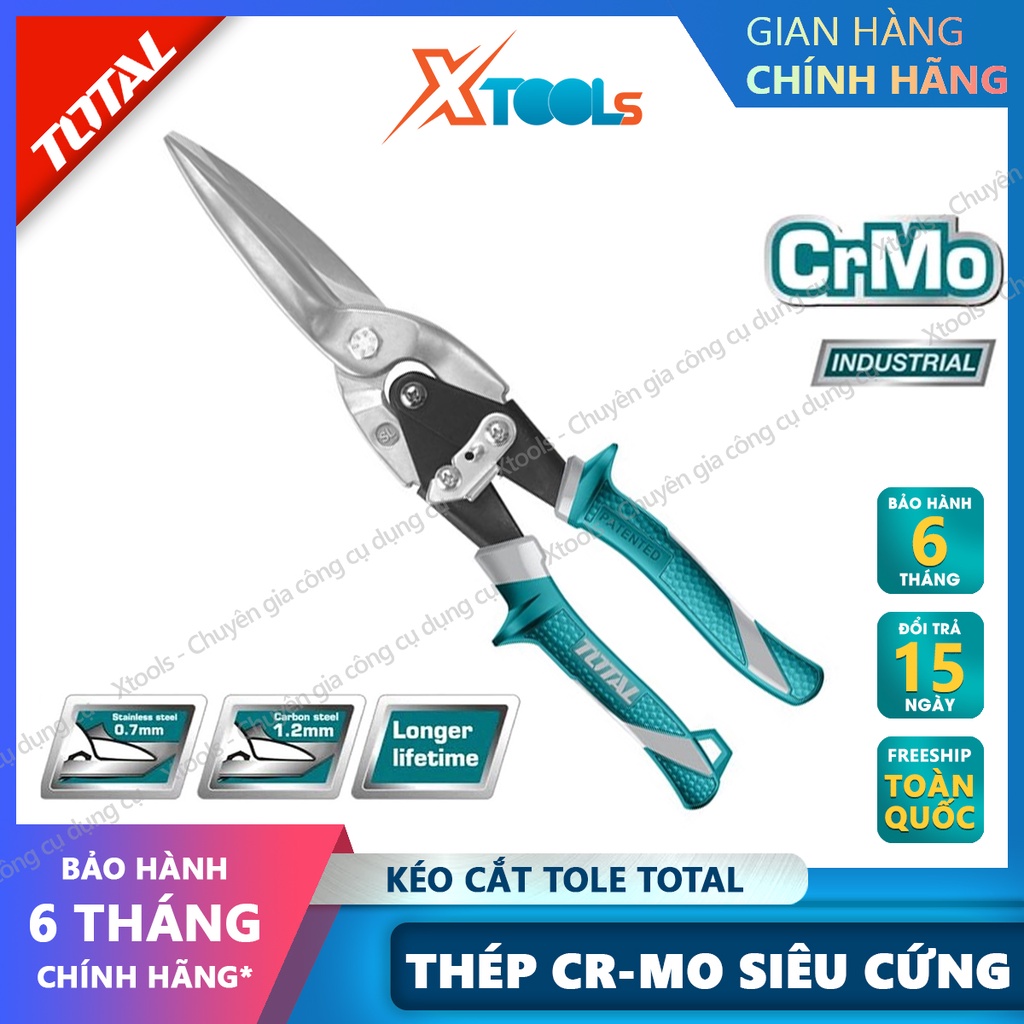 Kéo cắt tôn mũi dài TOTAL THT525106 12&quot; kéo cắt thạch cao, xương thạch cao, chất liệu Cr-Mo bền bỉ, chống rỉ, cong vênh