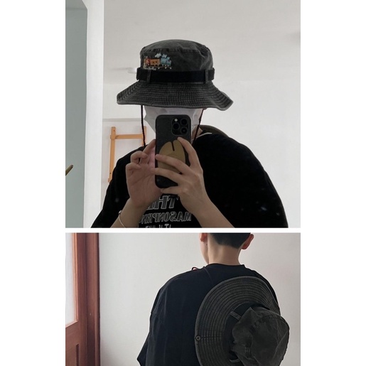 Mũ cao bồi vải demin cá tính thêu hình xe lửa cute