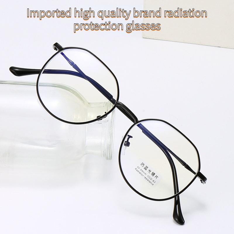 JIUERBA Mắt Kính Chống Bức Xạ Ánh Sáng Xanh Bằng Kim Loại Thời Trang Unisex Phong Cách Retro