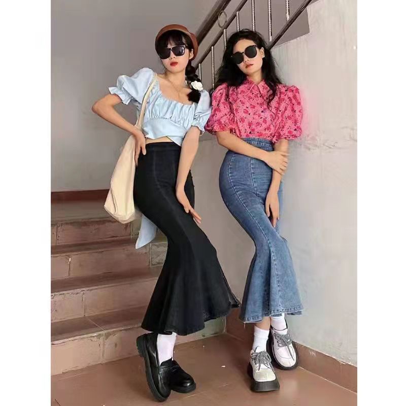 ANTUSON New Fashion Women'S High Waist Skirt Denim Korea