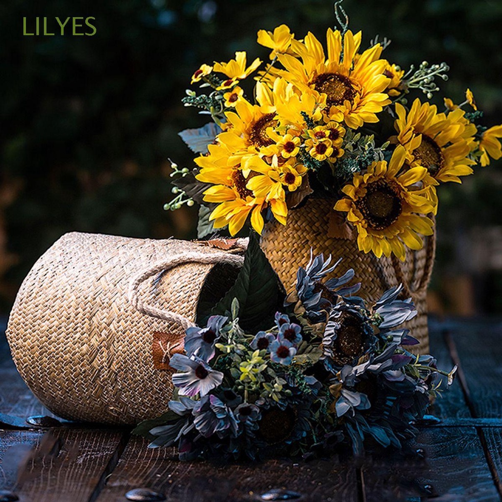 Bó hoa hướng dương giả bằng lụa nhiều màu trang trí nhà cửa/ tiệc cưới DIY