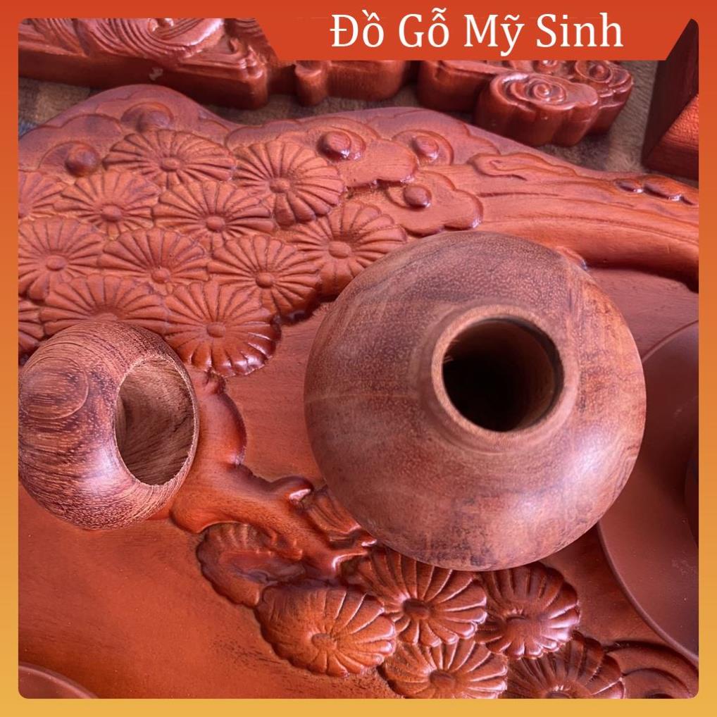 Đồ gỗ nội thất lọ tăm hồ lô gỗ hương đỏ để bàn ăn, Đồ mỹ nghệ mini hộp hũ ống đựng tăm phòng khách