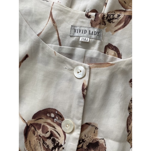 Váy voan hoa nâu - Hàng secondhand Nhật