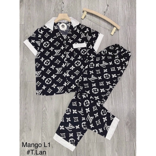 Bộ pijama lụa quần dài áo cộc mặc nhà hàng thiết kế siêu xinh