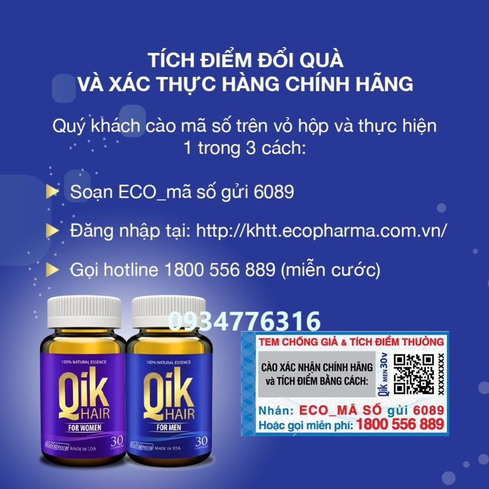 Viên uống QIK HAIR (cho Nam) giảm rụng, mọc tóc chắc khỏe (15 viên)