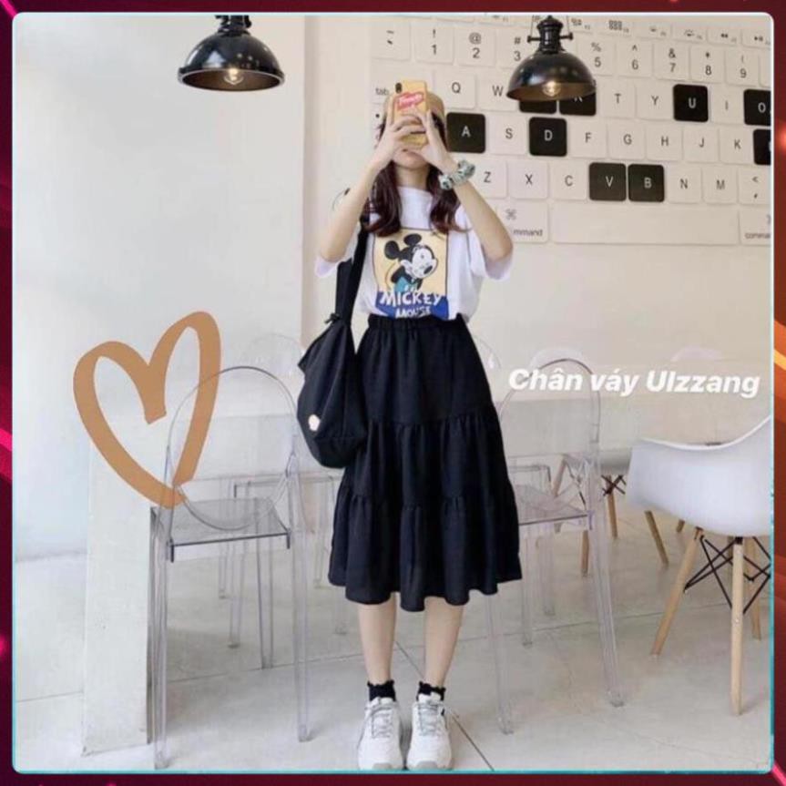 Chân Váy Nữ Voan, Chân Váy Xòe 3 tầng Vintage Trắng Đen