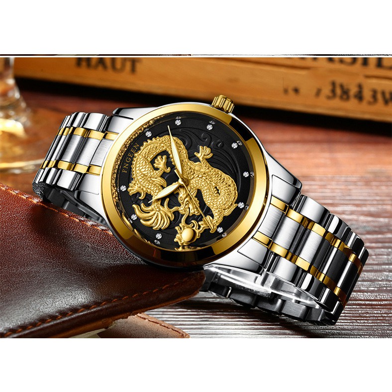 (FULL BOX) Đồng Hồ Nam FNGEEN Mặt Rồng 3D Phiên Bản Doanh Nhân Dây Thép Không Gỉ Cao Cấp | BigBuy360 - bigbuy360.vn