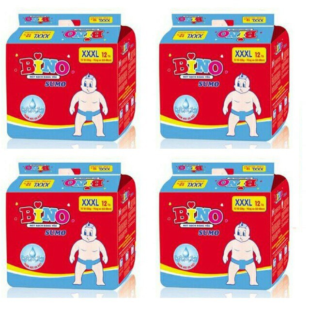 Combo 6 Gói Tã Dán Bino Siêu Đại XXXL12 ( 18 -35kg )