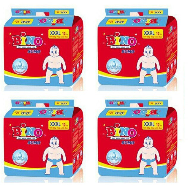 Combo 6 Gói Tã Dán Bino Siêu Đại XXXL12 ( 18 -35kg )