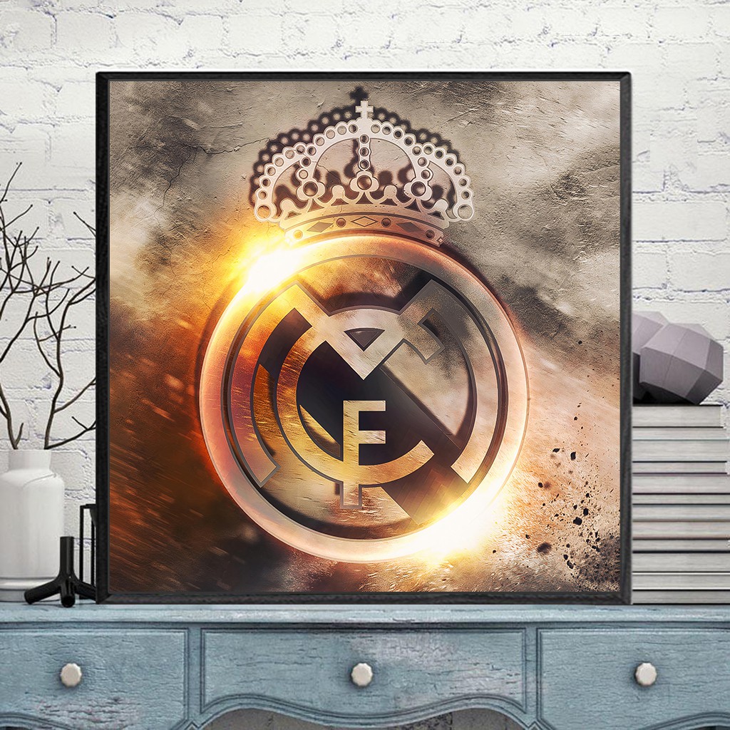 Tranh Canvas Logo Real Madrid, Có Khung Composite