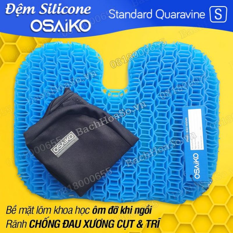 Đệm lót ghế ngồi 3D Silicone OSAIKO thoáng khí, Nệm lót ngồi bệt êm mông giảm đau mỏi - Bảo hành 05 năm không xẹp lún