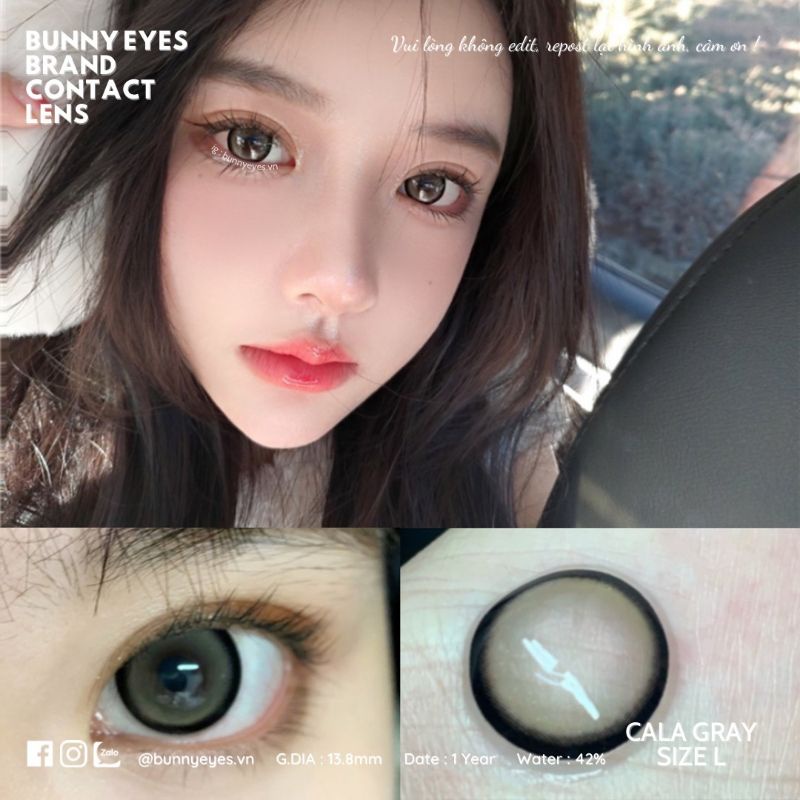 Lens Mắt Kính Áp Tròng BUNNY EYES - CALA Xám 14.5 Size L Giãn To