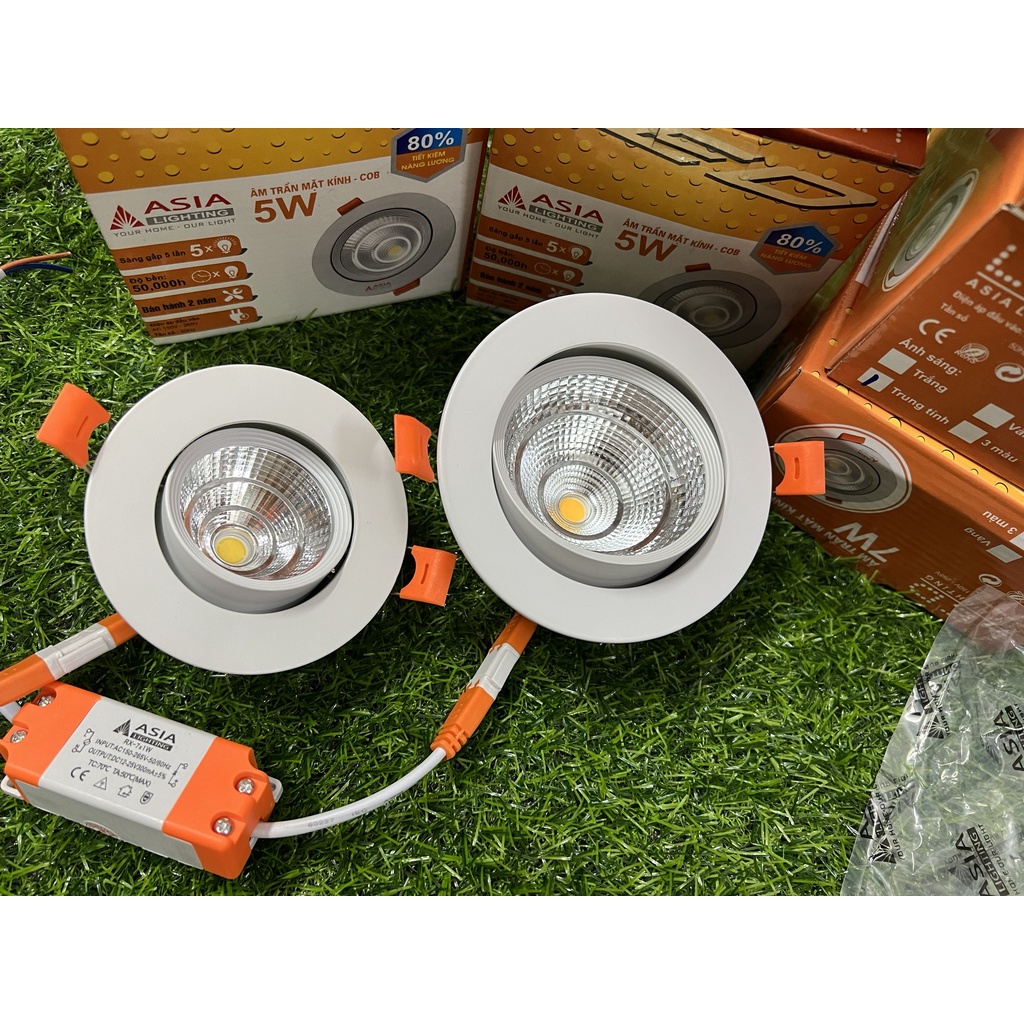 Đèn led âm trần rọi, xoay góc công suất: 5w ,7w,12w chip COB mặt kính Asia BH 2 năm