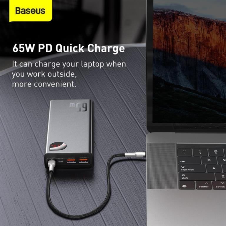 Sạc dự phòng Baseus 20000mAh 65W sạc nhanh hỗ trợ đầu ra cổng type C PD sạc cho laptop macbook, smartphone