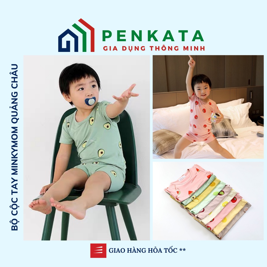 Bộ thun lạnh Minky Mom đồ bộ cộc tay mùa hè cho bé trai, bé gái PENKATA 2103.26
