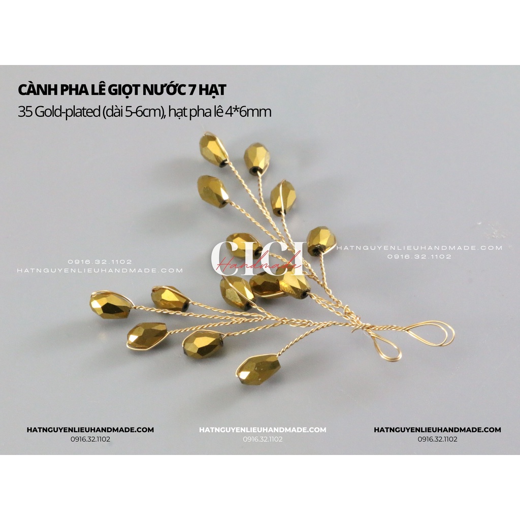 Cành pha lê giọt nước 7 hạt cài áo phụ kiện hoa cài áo Cici Handmade nguyên liệu đính kết