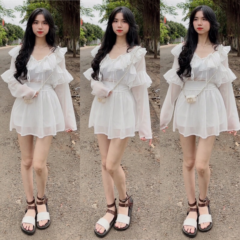 SET ÁO VOAN CỔ BÈO+CHÂN VÁY