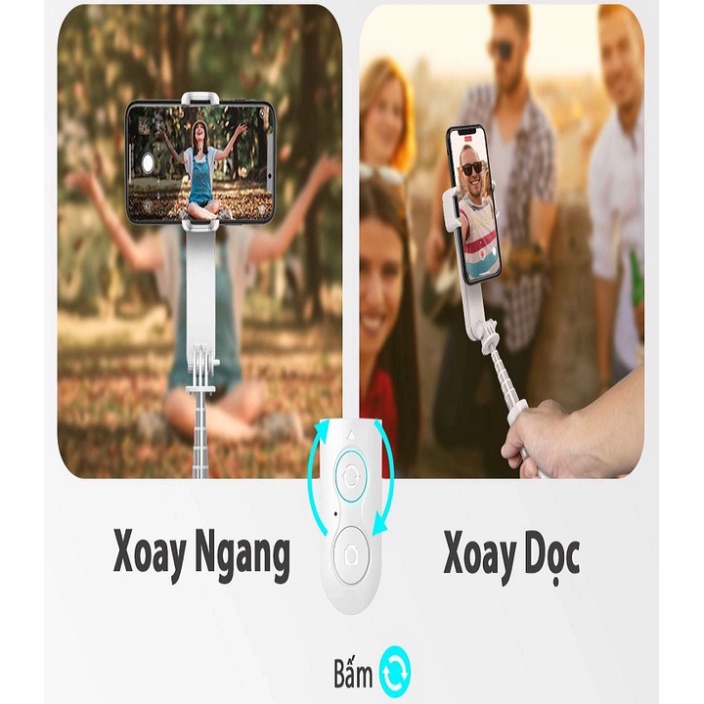 Gậy gimbal selfie chống rung L09 tích hợp đèn led trợ sáng - hỗ trợ đa dạng điện thoại, Gậy tự sướng có chân đứng xin sò