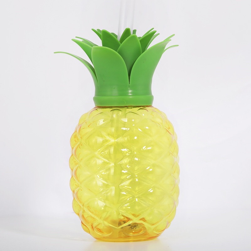 Bình nước hình quả dứa cho bé kèm ống hút dung tích 500ml chất liệu nhựa cao cấp an toàn MiibooShi D2.081