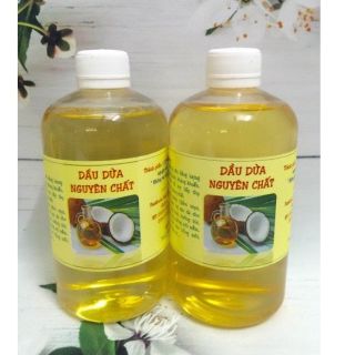 1 LÍT (2 chai 500ml) DẦU DỪA NGUYÊN CHẤT NẤU THỦ CÔNG TRUYỀN THỐNG DỪA TAM QUAN BÌNH ĐỊNH