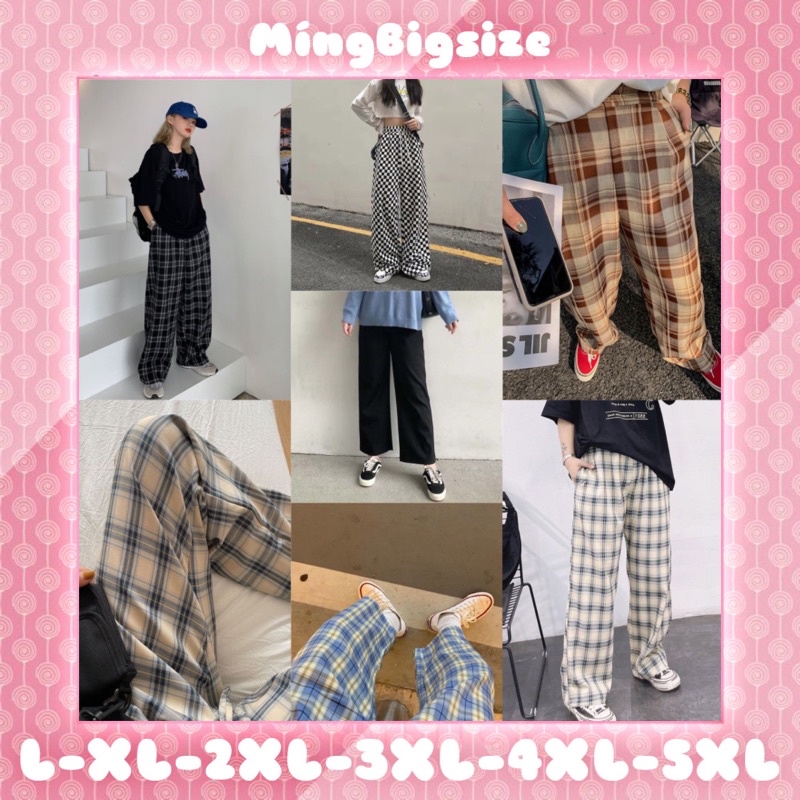 Quần suông caro ulzzang cỡ lớn 65-120KG