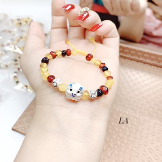 VÒNG HỔ PHÁCH MIX CON GIÁP BẠC CHO BÉ