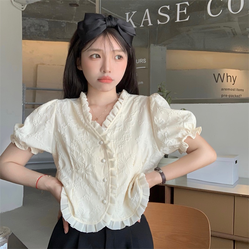 Áo Sơ Mi Tay Ngắn Cổ Chữ V Thời Trang Mùa Hè Quyến Rũ Dễ Phối Đồ Cho Nữ