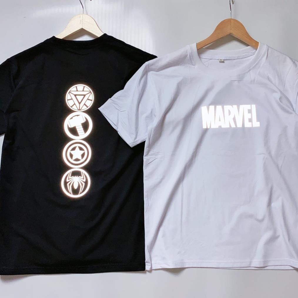 Áo Thun Phản Quang Marvel 4 Logo Cotton 75%,Form Rộng Unisex, Nam Nữ Đẹp Ken T-Shirt. ་ * *