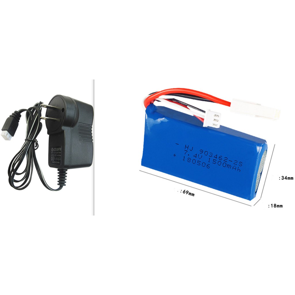 Combo Pin và sạc 7.4v 1500mah cano điều khiển Ft009