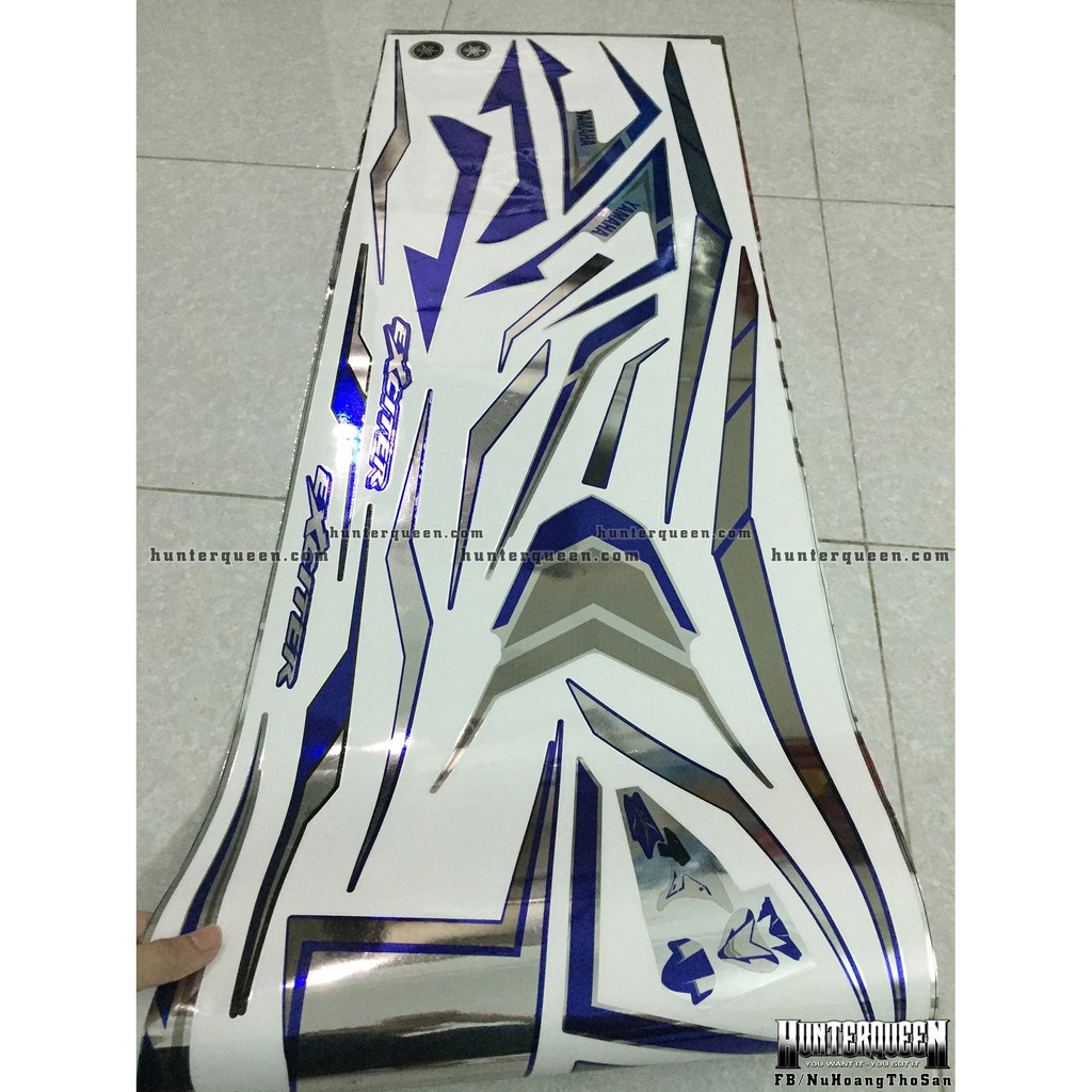 Tem rời Exciter 2011. Chất liệu CROM, tem chỉ xanh bạc . Ex 135 đời 2011 đến 2014.