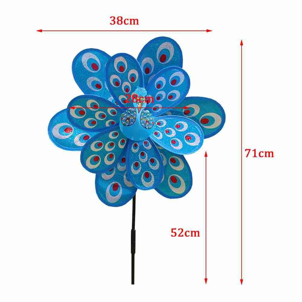 YNATURAL Con Quay Gió Hình Chim Công Đính Kim Sa Laser Xoay Tròn Trang Trí Sân Vườn