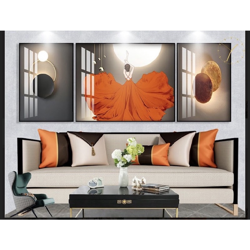 Bộ cm Tranh Tráng Gương 3d Cao Cấp, Sang Trọng ,cô Gái Hiện Đại