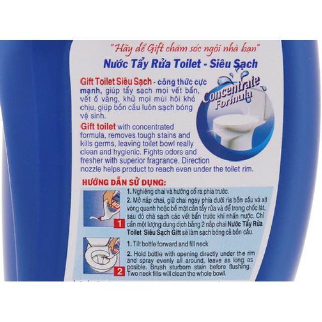 Nước tẩy bồn cầu Gift đậm đặc siêu sạch 600ml