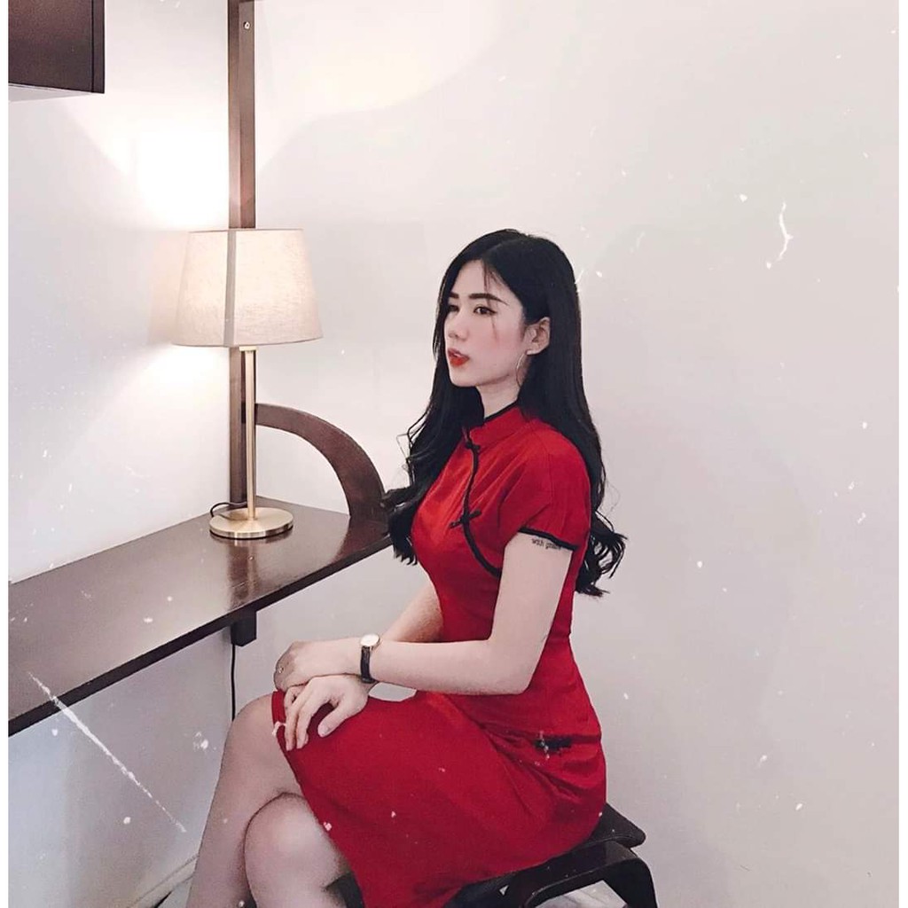 Đầm đỏ sườn xám cách tân Trung Hoa siêu hot | BigBuy360 - bigbuy360.vn