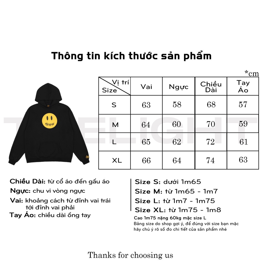 Áo hoodie DREW HOUSE mặt cười unisex dài tay chất liệu Nỉ Bông