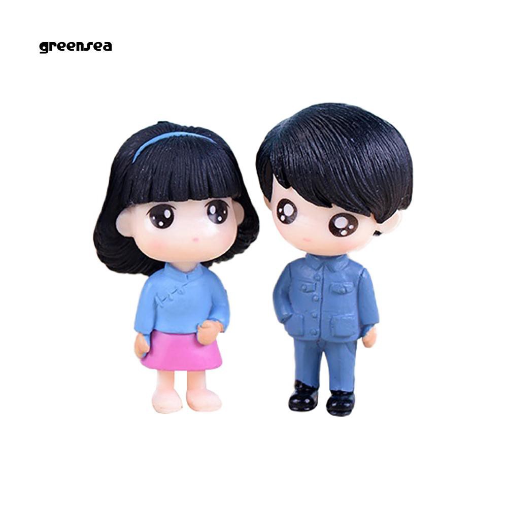 Set 2 búp bê thu nhỏ đáng yêu dùng trang trí chất liệu PVC kích thước 2.6x5.3cm/2.94.8cm