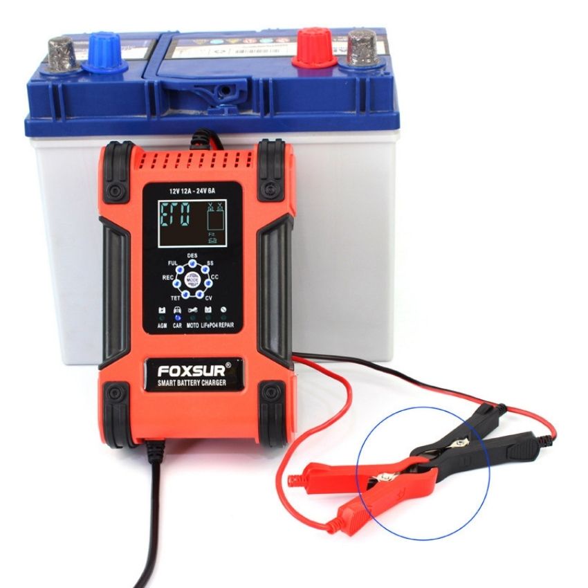 Sạc ắc quy Foxsur 12v/24v 2AH-200ah sạc pin lithium sạc bình ôtô xe tải loại 1