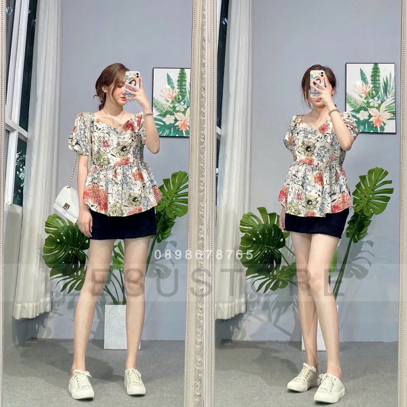 ẢNH THẬT Áo peplum hoa tay búp