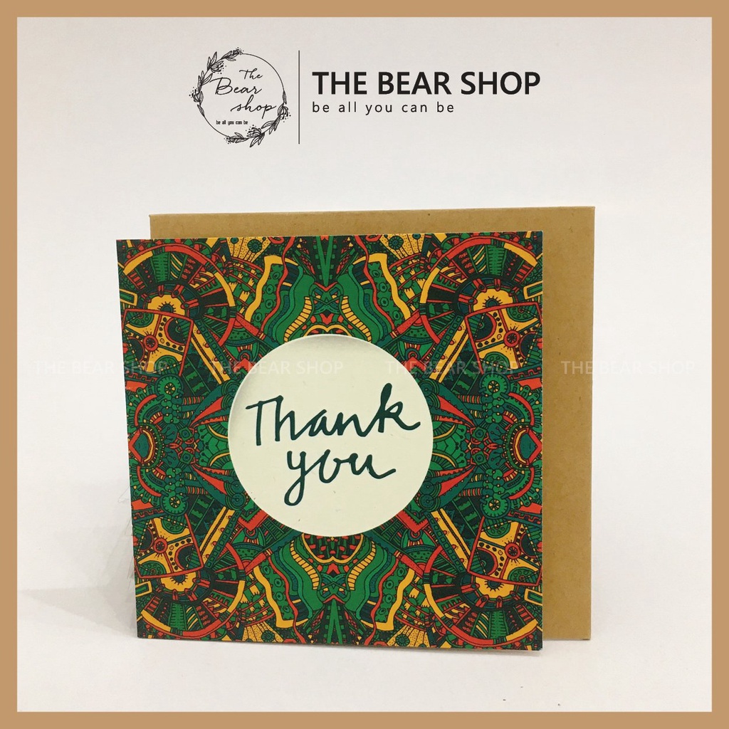 Thiệp handmade vintage giấy kraft - Kích thước 11x11cm hàng loại 1 - The Bear Shop